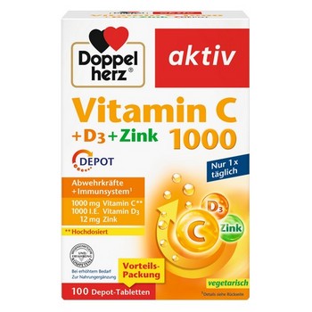 DOPPELHERZ Vitamin C 1000+D3+Zink Depot Tabletten